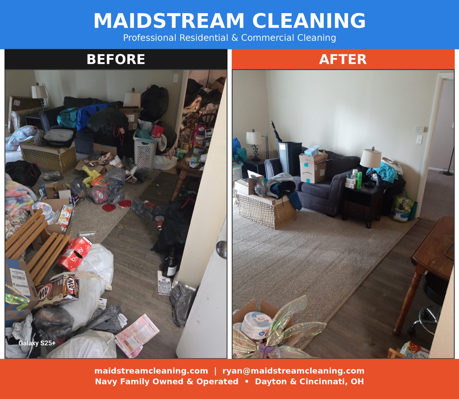 Before and after deep clean by Maidstream Cleaning