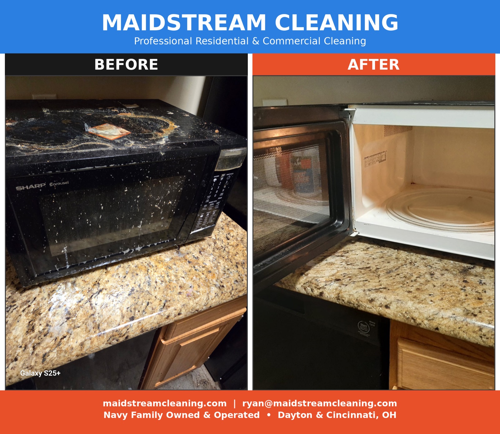 Before and after residential cleaning by Maidstream Cleaning