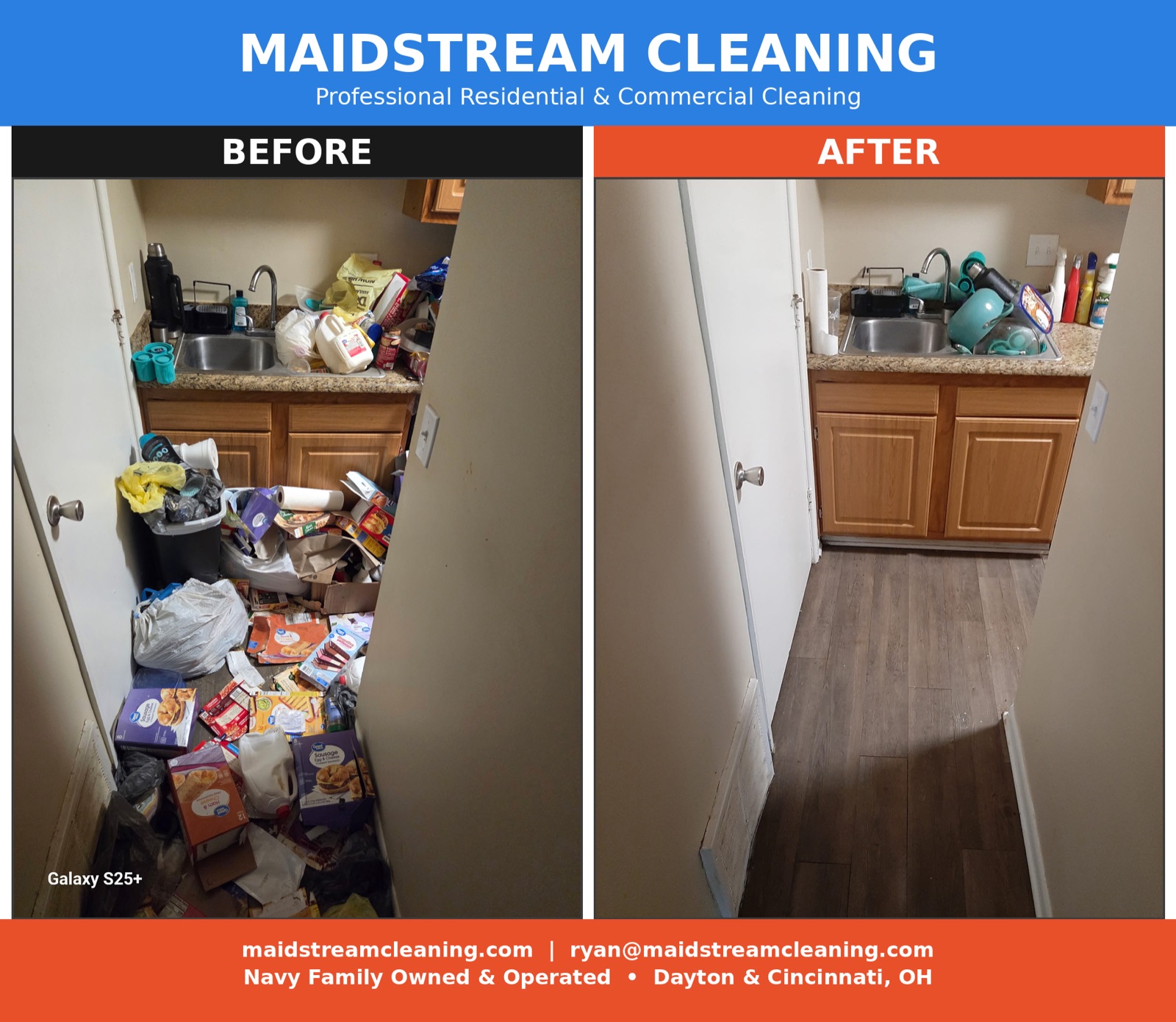 Before and after cleaning by Maidstream Cleaning