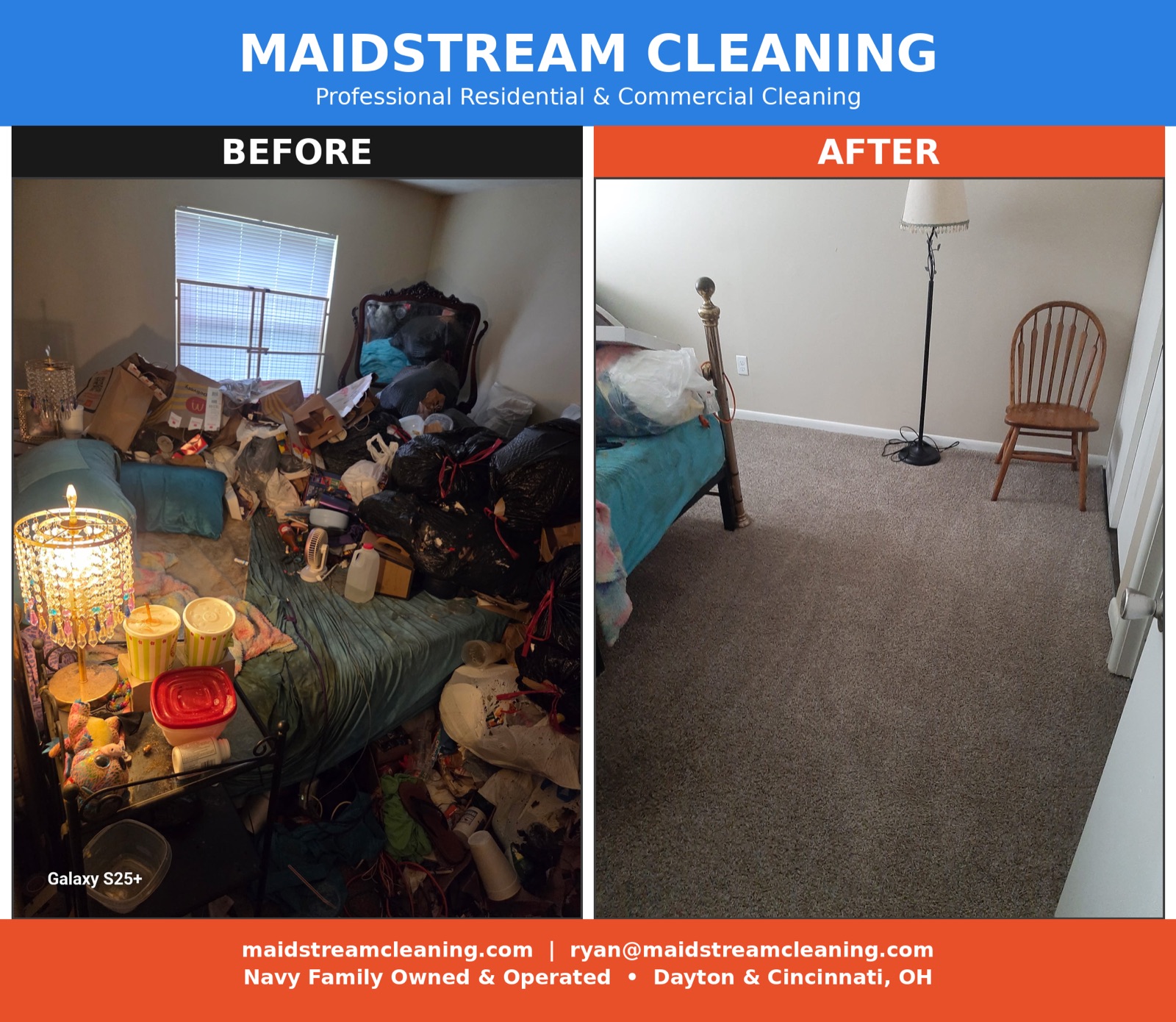 Before and after cleaning by Maidstream Cleaning